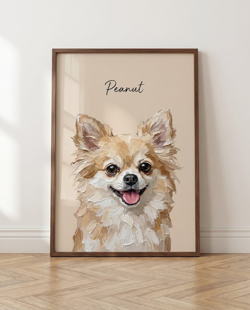 Modern portrait with a painted pet name